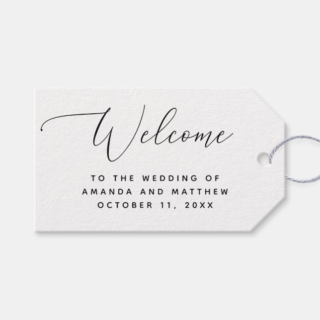 Etiqueta Para Presente Script Elegante. Boas-vindas ao Casamento Clássico (Frente (horizontal))