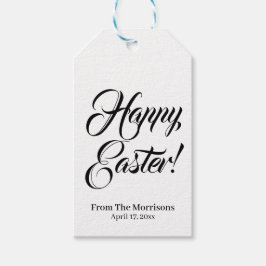 Etiqueta Para Presente script personalizado branco preto-felz pascoa eleg