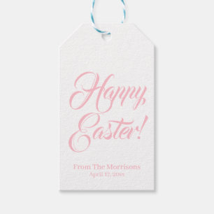 Etiqueta Para Presente script personalizado branco rosa-felz pascoa elega