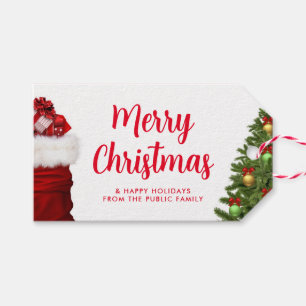 Etiqueta Para Presente Script Personalizado Vermelho Verde Feliz Natal Fe