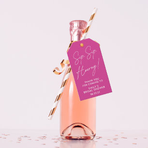 Etiqueta Para Presente Script Sip Hooray Hot Pink Chá de panela Wine