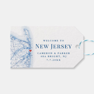 Etiqueta Para Presente Sea Bright New Jersey Mapa Elegante Favor do Casam