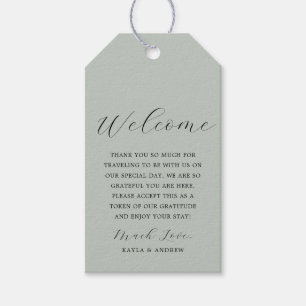 Etiqueta Para Presente Sea Glass Green Script Elegante Modern Weding
