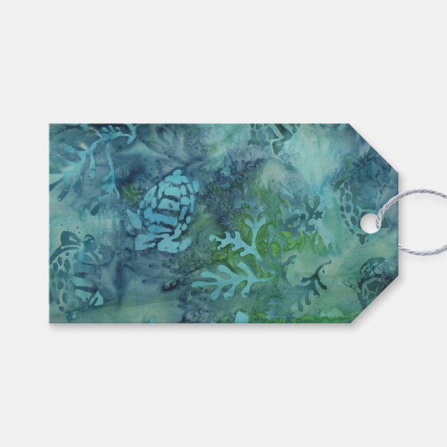 Etiqueta Para Presente Sea Turtle Batik (Frente (horizontal))