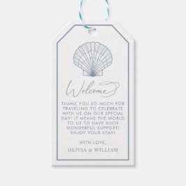 Etiqueta Para Presente Seashell Dusty Blue Beach Weding Welcome