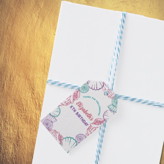Etiqueta Para Presente Seashell Girls Birthday (Criador carregado)