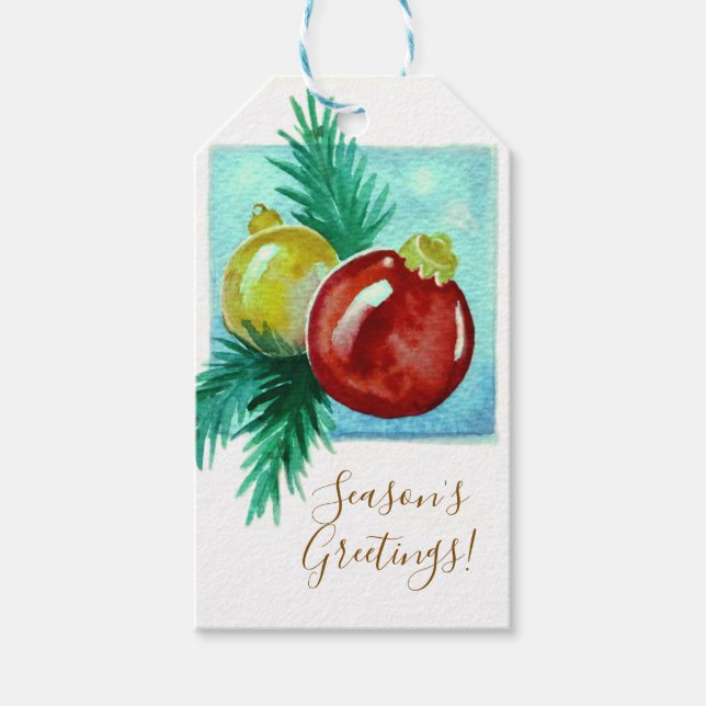 Etiqueta Para Presente Season's Greetings Card With Baubles (Frente)