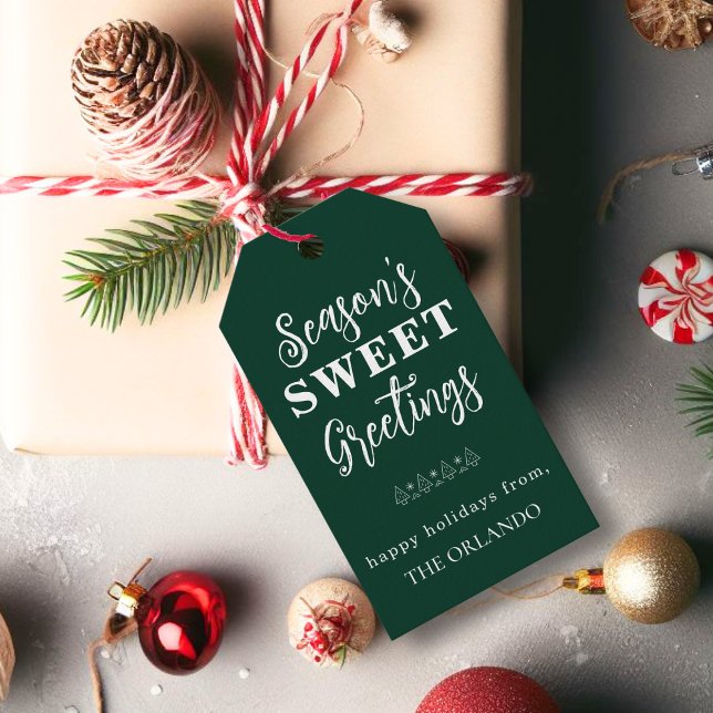 Etiqueta Para Presente Seasons Saudações Natal Feriado Verde Branco (Criador carregado)