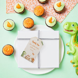 Etiqueta Para Presente Segundo aniversário Dinossauro Obrigado Marcas Fav