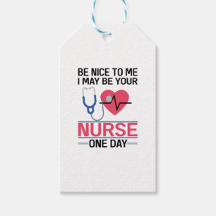 Etiqueta Para Presente Seja Bom Para Mim, Posso Ser Sua Enfermeira Um Dia