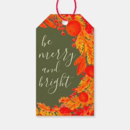 Etiqueta Para Presente Seja Feliz e Brilhante ・ Feriado Chic Wreath Winte