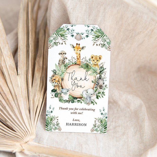 Etiqueta Para Presente Selva Safari Rustic Greeneric Obrigado (Criador carregado)
