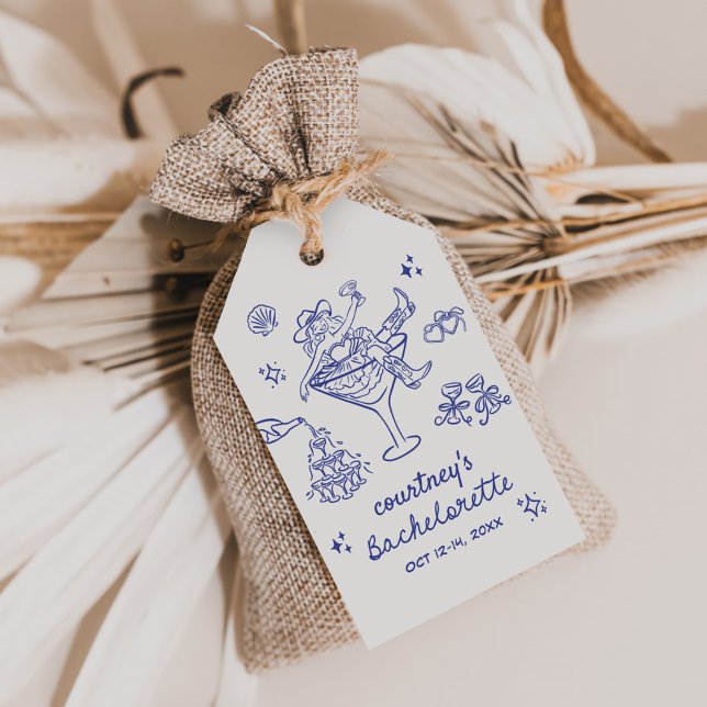 Etiqueta Para Presente Semana da Noiva Cowgirl Desenhada à Mão (Criador carregado)