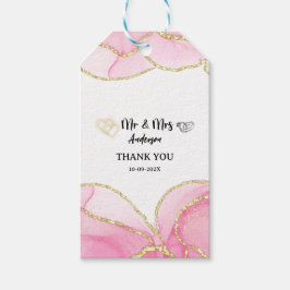 Etiqueta Para Presente Senhor e Senhora Rosa e Dourado Modernos