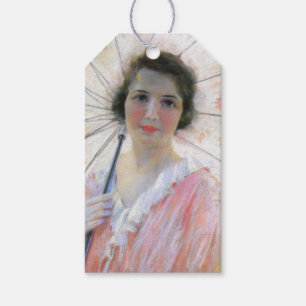 Etiqueta Para Presente Senhora Vintage num vestido cor-de-rosa com Paraso