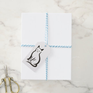 Etiqueta Para Presente Sentado Gato - Silhueta de Tinta Minimalista ativa