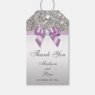 Etiqueta Para Presente Sequins Classic Silver Sequins Lilac Arco Obrigado