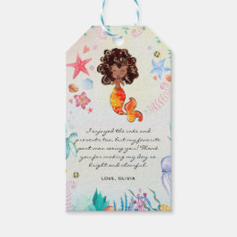 Etiqueta Para Presente Sereia Afro-Americana de Aniversário Obrigada