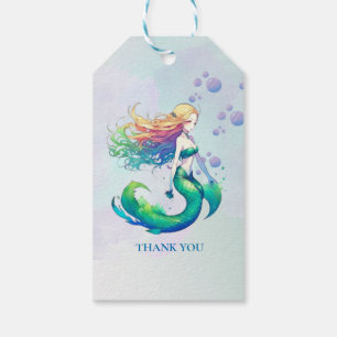 Etiqueta Para Presente Sereia Aniversário sob o Mar Obrigado