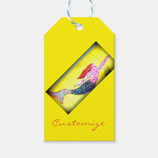Etiqueta Para Presente sereia de mosaico ruiva (Frente)
