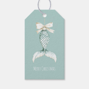 Etiqueta Para Presente Sereia de Natal Costeira Arco Azul Praia Oceano