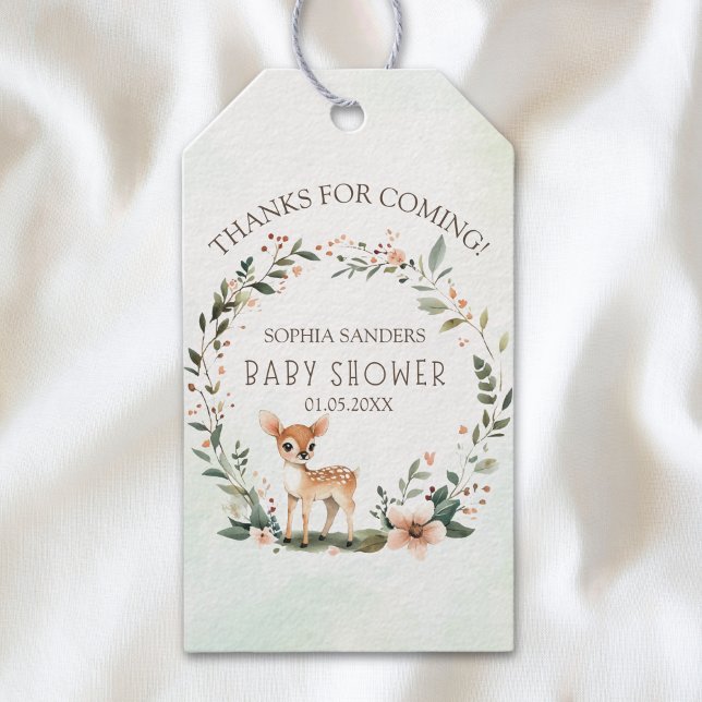 Etiqueta Para Presente Serene Nature Deer Baby Shower (Criador carregado)