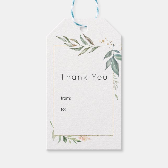 Etiqueta Para Presente Serenidade Dourado e Vegetação Geométrica Casament (Frente)