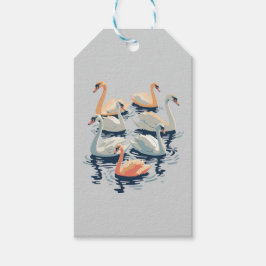Etiqueta Para Presente Sete Swans A Nadar Estilo de Estêncil De Corte 2