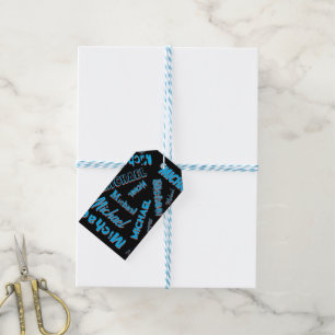 Etiqueta Para Presente Seu nome é padrão monograma azul preto