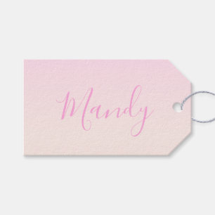 Etiqueta Para Presente Seu texto Elegante, Script e Ombre Cor-de-rosa-E