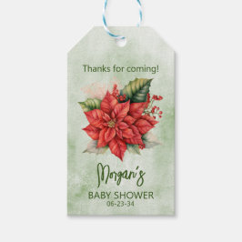Etiqueta Para Presente Sexo Chá de fraldas de Poinsettia de Natal Neutro