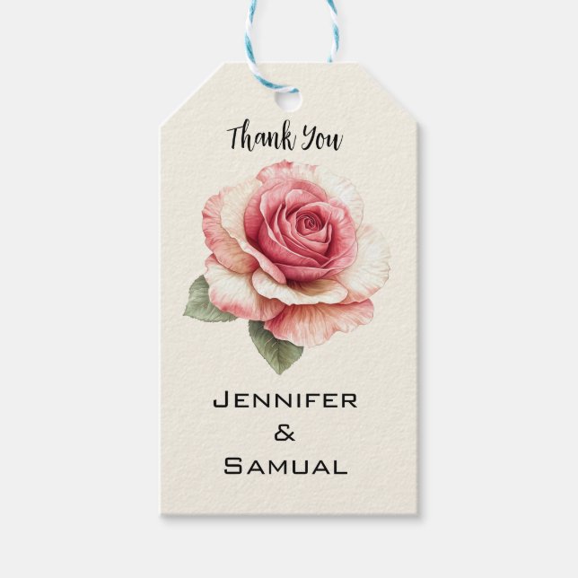 Etiqueta Para Presente Shabby Pink Rose (Frente)