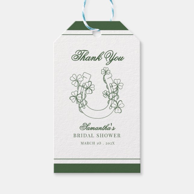 Etiqueta Para Presente Shamrock Horseshoe Bridal Shower Thank You (Frente)