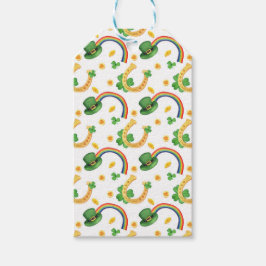 Etiqueta Para Presente Shamrock & Leprechaun Hat com Padrão Arco-Íris