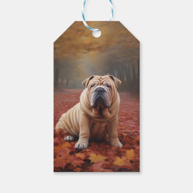 Etiqueta Para Presente Shar Pei no outono deixa cair inspiração (Frente)