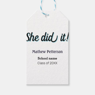 Etiqueta Para Presente She did it simple black classy modern graduation