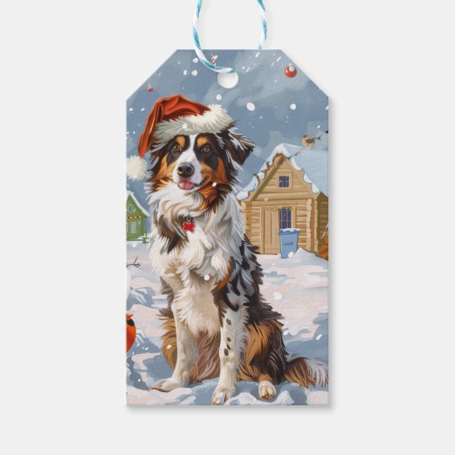 Etiqueta Para Presente Shepherd Winter Wonderland Natal australiano (Frente)
