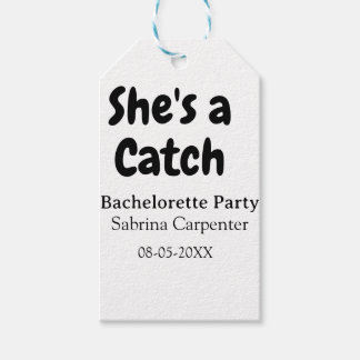 Etiqueta Para Presente She's a catch bachelorette party name date simple 