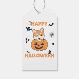 Etiqueta Para Presente Shiba Inu Em Pumpkin Cães Doce Feliz Dia das Bruxa