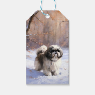 Etiqueta Para Presente Shih Tzu Deixe-O Neve Natal
