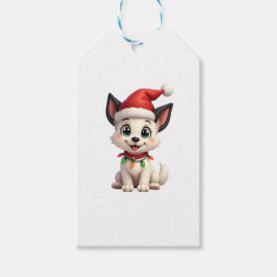 Etiqueta Para Presente Shih Tzu Papai Noel Árvore de Natal Luzes Xmas Amo