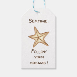 Etiqueta Para Presente Siga seus sonhos aquarela Estrela-do-mar do Mar