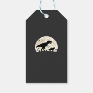 Etiqueta Para Presente Silhueta da Lua do Dinossauro de Halloween do Past