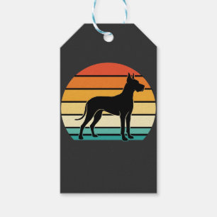 Etiqueta Para Presente Silhueta de cão Great Dane pôr do sol retrô