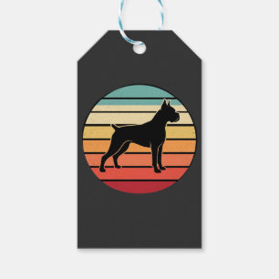 Etiqueta Para Presente Silhueta do pôr do sol do cão boxer retrô vintage