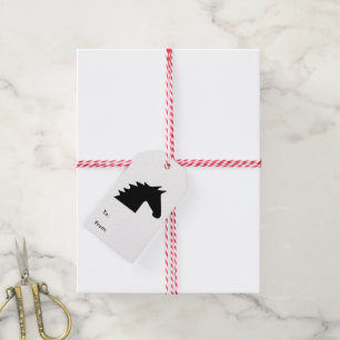 Etiqueta Para Presente Silhueta preta da cabeça de cavalo elegante