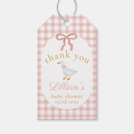 Etiqueta Para Presente Silly Goose Pink Gingham Baby Shower Thank You