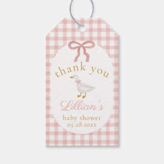 Etiqueta Para Presente Silly Goose Pink Gingham Baby Shower Thank You