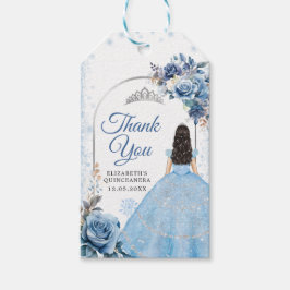 Etiqueta Para Presente Silver Blue Magical Snowflake Mis Quince Obrigado