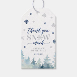 Etiqueta Para Presente Silver & Blue Winter Wonderland Obrigado Favor Gi